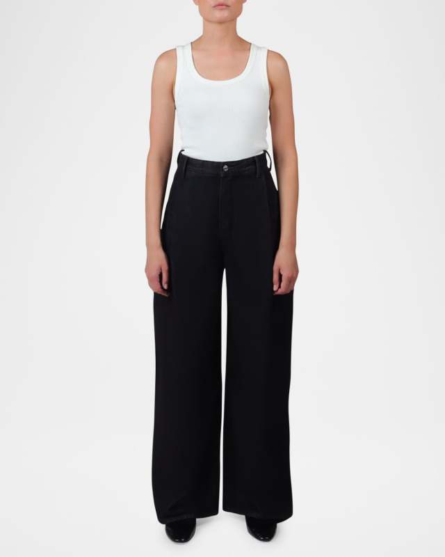 Raven Pleated Wide-Leg Jeans